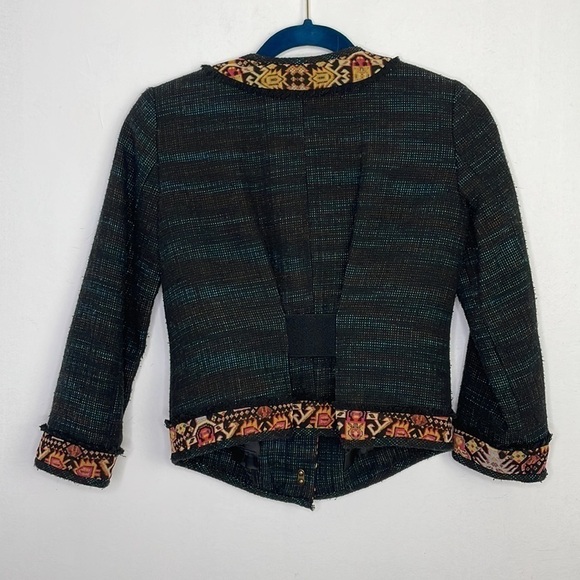 𝅺RACHEL Roy tweed fringe trim abstract print blazer - Picture 8 of 10